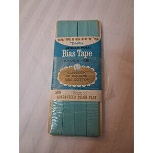 5 yards Aqua 77,  1/2" wide Single Fold BIAS TAPE 100% Cotton Vintage Wright's